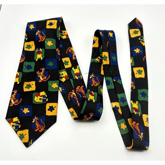 Vintage Disney Winnie The Pooh & Tigger Neck Tie With Colorful Square Design - Picture 3 of 8